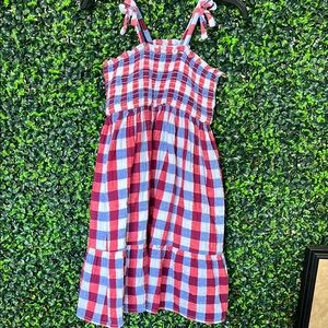 Cat & Jack Red and White Smocked Tie Front Sundress